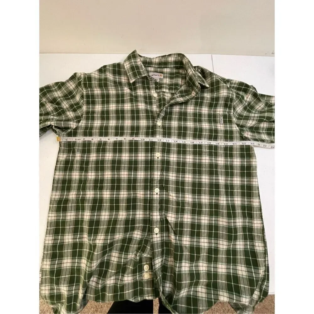 Carhartt mens shirt sleeve button down plaid shirt large